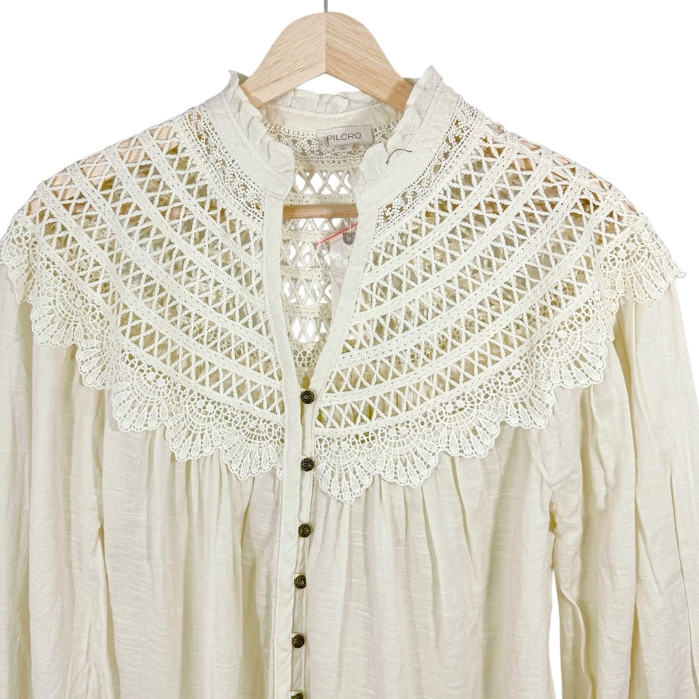 Anthropologie Pilcro Lace Yoke Peasant Blouse Medium NWT - Picture 6 of 10
